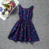 Baby Red Cherry Floral Print Casual Summer Dress 2017 Little Princess Girl Birthday Clothes Sundress Backless Baby Kids Costume - Appu & Appi