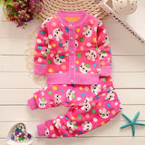 BibiCola Autumn winter baby girls christmas clothing set kid Flower thicken Warm clothes set children cardigan sweaters+pants - Appu & Appi