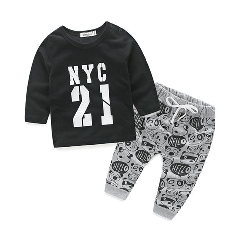 New 2016 autumn baby boy clothing set cotton long sleeve t-shirt+pants fashion baby boy clothes infant 2pcs suit - Appu & Appi
