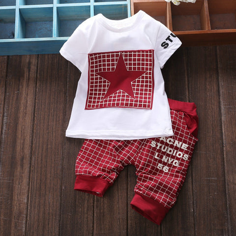 Baby Kids Boys Girls Clothing Sets 4 Colors Casual Style Stars Printing Clothes Kids Clothes Suit+Pants - Appu & Appi