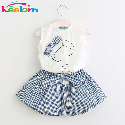 Keelorn 2017 Brand Summer Girls Clothing Sets Fashion Cotton print short sleeve T-shirt and shorts girls clothes sport suits - Appu & Appi