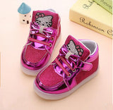 Girls shoes baby Fashion Hook Loop led shoes kids light up glowing sneakers little Girls princess children shoes with light - Appu & Appi