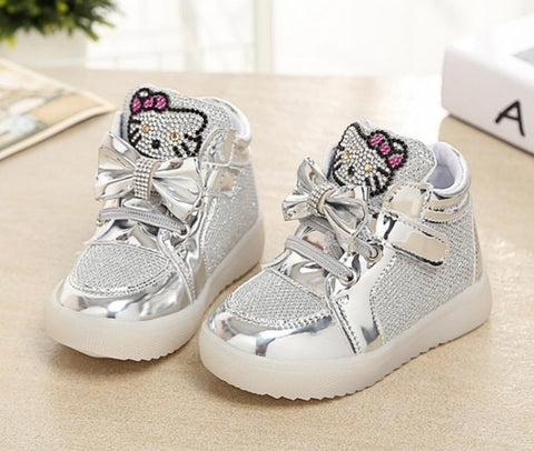 Girls shoes baby Fashion Hook Loop led shoes kids light up glowing sneakers little Girls princess children shoes with light - Appu & Appi