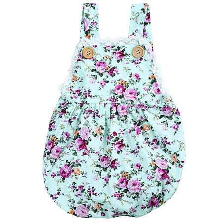 Ins Hot Cotton Floral Print Baby Girl Romper Set Summer Infant Kids Clothes Flower Lace Baby Body Suit Toddler Jumpsuit - Appu & Appi