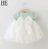 HE Hello Enjoy Baby Girl Dress 1 year birthday dress lace infant baptism vestido infantil bowknot princess wedding dress - Appu & Appi