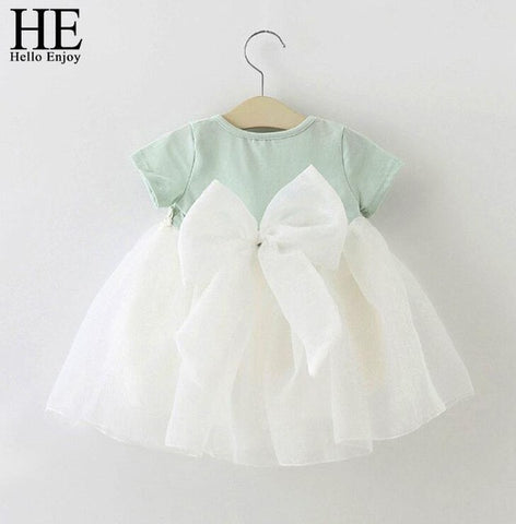 HE Hello Enjoy Baby Girl Dress 1 year birthday dress lace infant baptism vestido infantil bowknot princess wedding dress - Appu & Appi