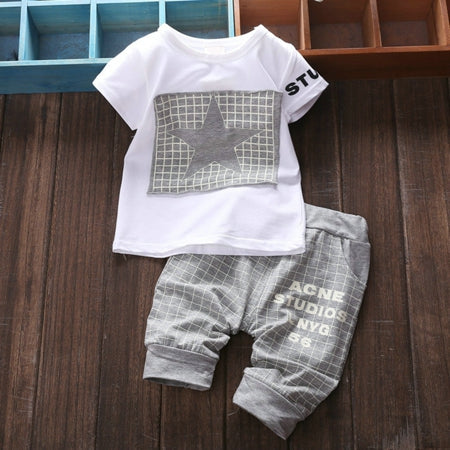 Baby Kids Boys Girls Clothing Sets 4 Colors Casual Style Stars Printing Clothes Kids Clothes Suit+Pants - Appu & Appi