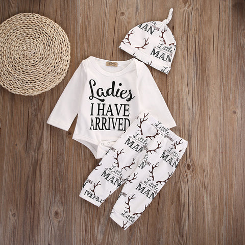 New 2016 Autumn Newborn Baby 3pcs clothing set kids Baby boy Girls Clothes sets Deer Romper+pants+hat Clothing Sets Suit - Appu & Appi