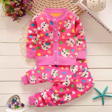 BibiCola Autumn winter baby girls christmas clothing set kid Flower thicken Warm clothes set children cardigan sweaters+pants - Appu & Appi