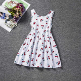 Baby Red Cherry Floral Print Casual Summer Dress 2017 Little Princess Girl Birthday Clothes Sundress Backless Baby Kids Costume - Appu & Appi