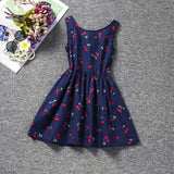Baby Red Cherry Floral Print Casual Summer Dress 2017 Little Princess Girl Birthday Clothes Sundress Backless Baby Kids Costume - Appu & Appi