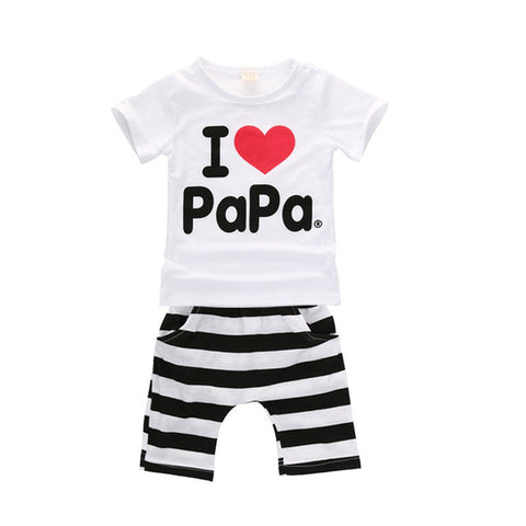 2016 Baby Boy Girls Print Tops Striped Pants 2pcs Outfits Baby Clothing Pajamas - Appu & Appi