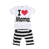 2016 Baby Boy Girls Print Tops Striped Pants 2pcs Outfits Baby Clothing Pajamas - Appu & Appi