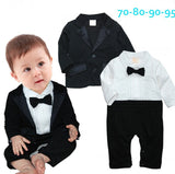 gentleman baby boy clothes white coat+ striped rompers clothing set newborn wedding suit - Appu & Appi