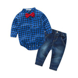 Hot Sales Infant Baby Boys Sets Red Plaid  long-sleeved Tops+ Pants 2pcs Outfits Toddlers Suits Clothes - Appu & Appi