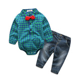 Hot Sales Infant Baby Boys Sets Red Plaid  long-sleeved Tops+ Pants 2pcs Outfits Toddlers Suits Clothes - Appu & Appi