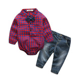Hot Sales Infant Baby Boys Sets Red Plaid  long-sleeved Tops+ Pants 2pcs Outfits Toddlers Suits Clothes - Appu & Appi