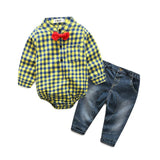 Hot Sales Infant Baby Boys Sets Red Plaid  long-sleeved Tops+ Pants 2pcs Outfits Toddlers Suits Clothes - Appu & Appi