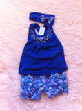 Bear Leader Fashion Blue Baby Vestidos Suits/Baby Kerchief+ Sleeveless Dress+ Gingham Plaid Pant/  Baby Clothing 2016 New - Appu & Appi