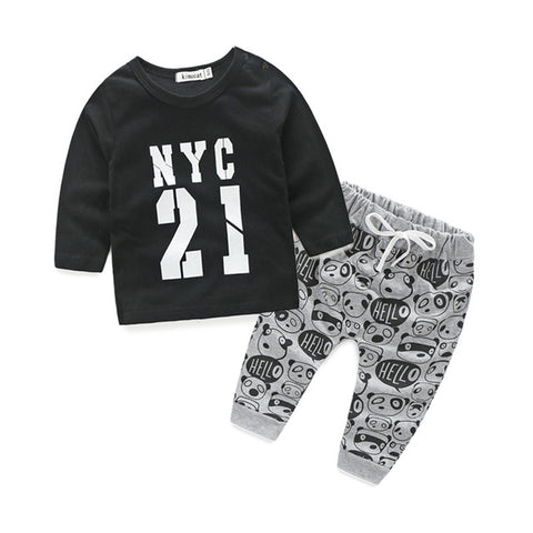 New 2016 autumn baby boy clothing set cotton long sleeve t-shirt+pants fashion baby boy clothes infant 2pcs suit - Appu & Appi