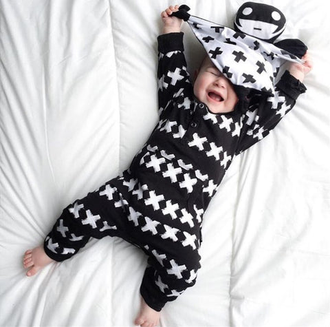 2017 New Fashion baby clothing set unisex Cotton Long Sleeve Cross Pattern Toddler Romper newborn baby boy girl clothes set - Appu & Appi