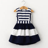 2016 sweet new kids fashion children Korean style clothing sleeveless summer dress girls striped navy wind sling vest dress - Appu & Appi