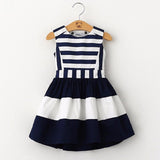 2016 sweet new kids fashion children Korean style clothing sleeveless summer dress girls striped navy wind sling vest dress - Appu & Appi
