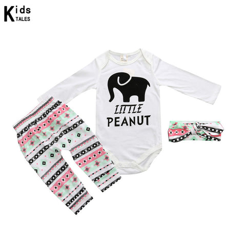 RY-213 2017 Baby Girls Clothes Elephant Romper + Pants + Headband 3 Pcs Baby Suit Newborn Girl Clothing Set - Appu & Appi