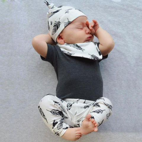 2017 summer style baby boy clothes short sleeve T shirt+pants+hat+Bibs 4pcs suit newborn clothes baby girl clothing set infant - Appu & Appi