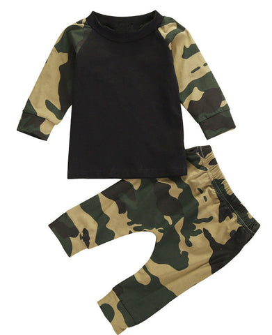 Fashion Baby Boy Camouflage Clothing Set Newborn Baby Boys Kids Cotton T-shirt Tops + Pants Outfit Clothes Set 2pcs - Appu & Appi