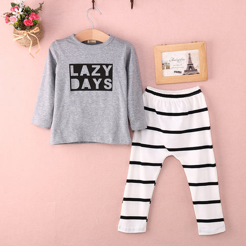 baby boys Girls clothes set  Newbornt Baby Long Sleeve Clothes T-shirt +Striped Pants  Outfits Set 1 2Y - Appu & Appi