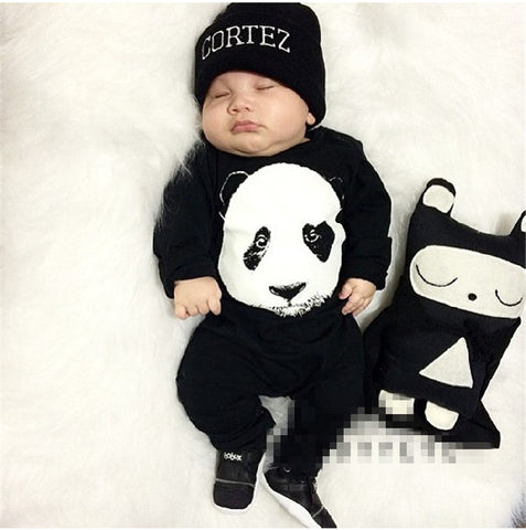 2017 fashion cool baby boy girl clothes set black Long sleeve Panda baby clothing set newborn clothes baby romper - Appu & Appi