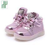 Girls shoes baby Fashion Hook Loop led shoes kids light up glowing sneakers little Girls princess children shoes with light - Appu & Appi
