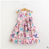 Wasailong  New Summer cartoons graffiti big high quality next  baby girl Birthday party dress - Appu & Appi