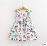 Wasailong  New Summer cartoons graffiti big high quality next  baby girl Birthday party dress - Appu & Appi