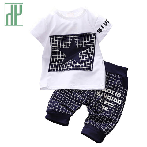 Baby boy clothes 2017 Brand summer kids clothes sets t-shirt+pants suit clothing set Star Printed Clothes newborn sport suits - Appu & Appi