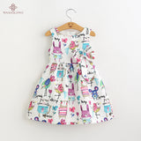 Wasailong  New Summer cartoons graffiti big high quality next  baby girl Birthday party dress - Appu & Appi