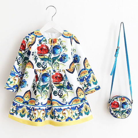 Girls Dress Kinderkleding Meisjes 2017 Spring Brand Children Costume for Kids Dresses Clothes Character Princess Dress with Bag - Appu & Appi