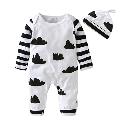 2017 New Style Infant Cloting Set Autumn Baby Boy Girl Romper Long sleeve Cartoon Jumpsuit+Hat 2Pcs Newborn Toddler Baby Clothes - Appu & Appi