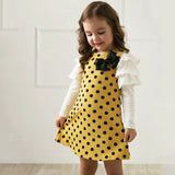 2017 Summer Baby Girls Dresses Kids Clothes Long sleeve Dress Yellow/ Rose Bowknot Children Clothing Vestidos - Appu & Appi