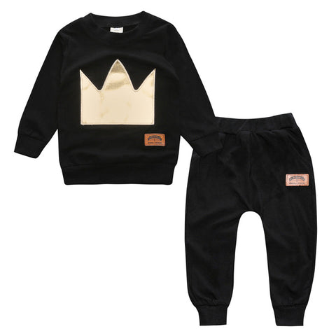 2017 baby boy long-sleeved clothing top + pants 2 pcs sport suit children's clothes set newborn crown children's clothing TZ-333 - Appu & Appi
