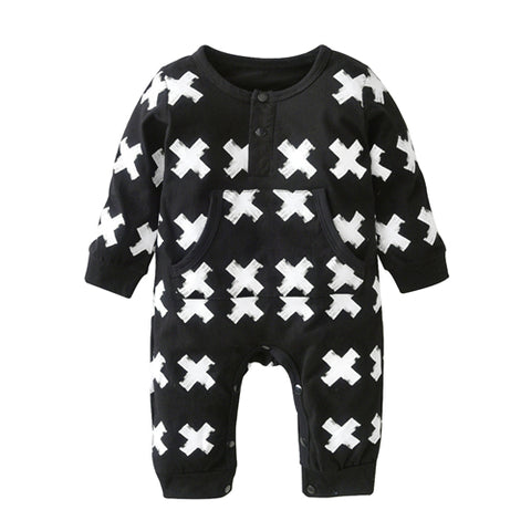 2017 New Fashion baby clothing set unisex Cotton Long Sleeve Cross Pattern Toddler Romper newborn baby boy girl clothes set - Appu & Appi