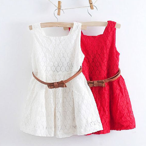 2017 Summer Lace Vest Girls Dress Baby Girl Princess Dress 2-8 Years Children Clothes Kids Party Clothing For Girls Free Belt - Appu & Appi
