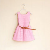 2017 Summer Lace Vest Girls Dress Baby Girl Princess Dress 2-8 Years Children Clothes Kids Party Clothing For Girls Free Belt - Appu & Appi
