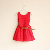 2017 Summer Lace Vest Girls Dress Baby Girl Princess Dress 2-8 Years Children Clothes Kids Party Clothing For Girls Free Belt - Appu & Appi