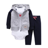 Sets 1 hooded zipper coat + pants + romper fashion cotton 2017 Baby Boy girl Clotheschildren boys cute Clothing free shipping - Appu & Appi