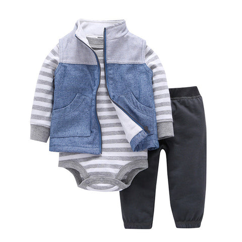 Sets 1 hooded zipper coat + pants + romper fashion cotton 2017 Baby Boy girl Clotheschildren boys cute Clothing free shipping - Appu & Appi