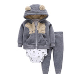 Sets 1 hooded zipper coat + pants + romper fashion cotton 2017 Baby Boy girl Clotheschildren boys cute Clothing free shipping - Appu & Appi