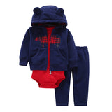 Sets 1 hooded zipper coat + pants + romper fashion cotton 2017 Baby Boy girl Clotheschildren boys cute Clothing free shipping - Appu & Appi