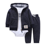 Sets 1 hooded zipper coat + pants + romper fashion cotton 2017 Baby Boy girl Clotheschildren boys cute Clothing free shipping - Appu & Appi